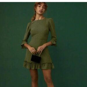 Green polka dot Reformation Dress